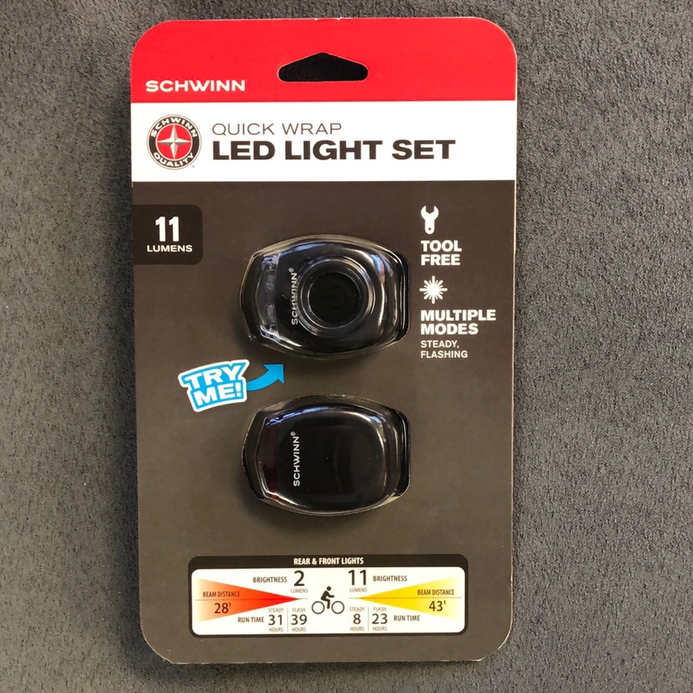 Schwinn Quick Wrap Bike Lights 2LED - Black